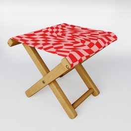 Pink and Red Wavy Checkered Print - Softroom Folding Stool