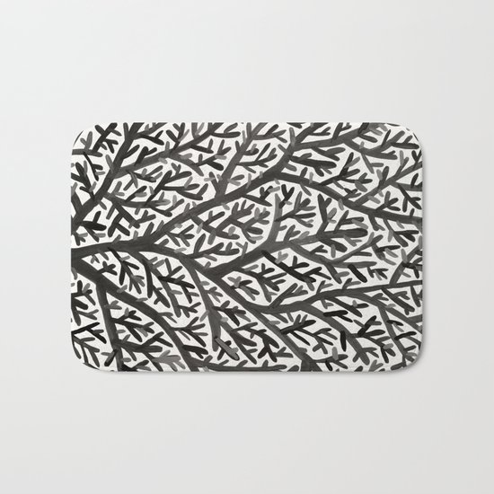 Black Fan Coral Bath Mat