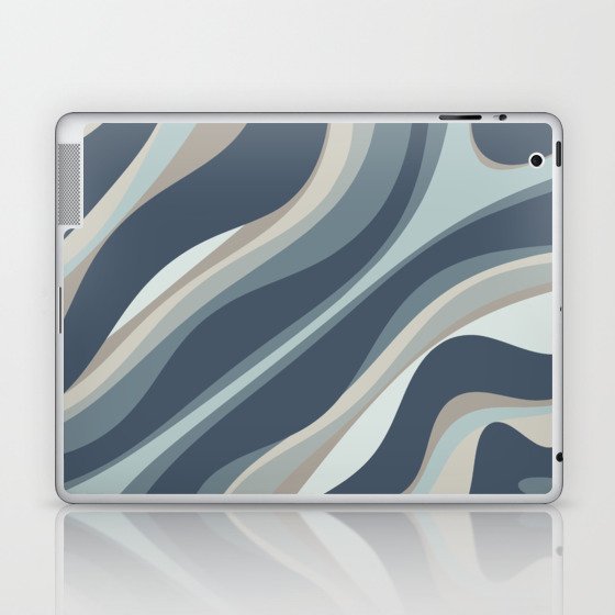 Trippy Dream Modern Retro Abstract Pattern in Neutral Blue Gray Tones Laptop & iPad Skin