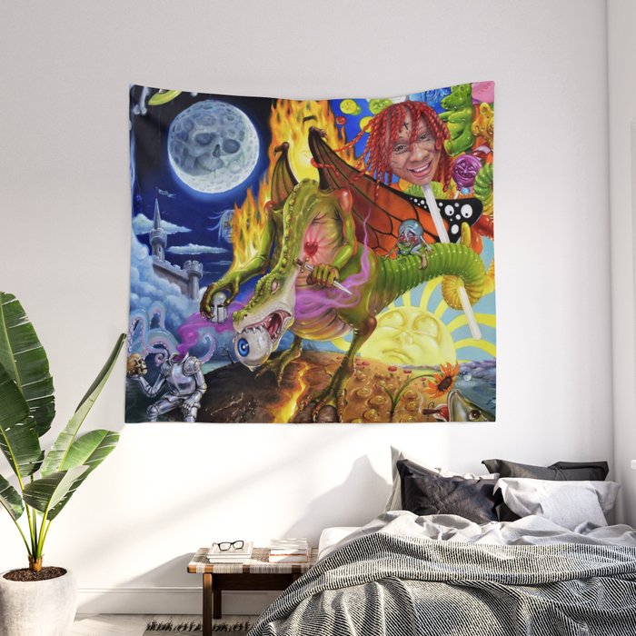trip trippie at night redd moon 2021 masaug Wall Tapestry by