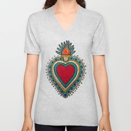 Mexican Heart V Neck T Shirt