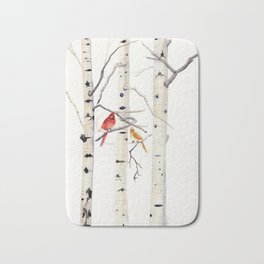 Birch Trees and Cardinal Bath Mat