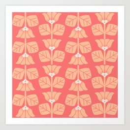 Retro Peach Blossoms Pattern Art Print
