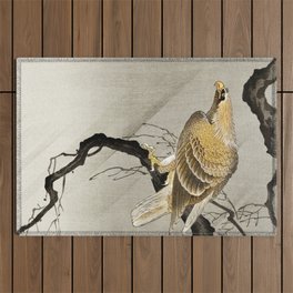 Ohara Koson, Golden Eagle Sitting On The Tree - Vintage Japanese Woodblock Print Outdoor Rug