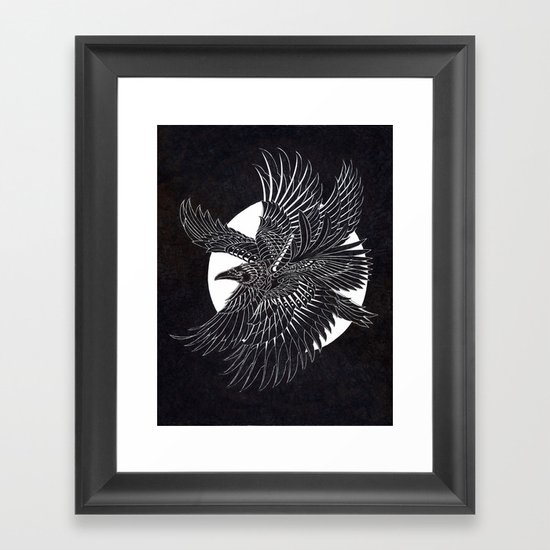 Moonlight Raven Framed Art Print