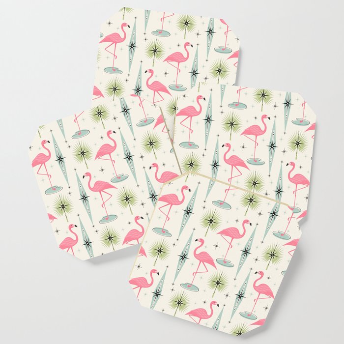 Atomic Flamingo Oasis - Larger Scale ©studioxtine Coaster