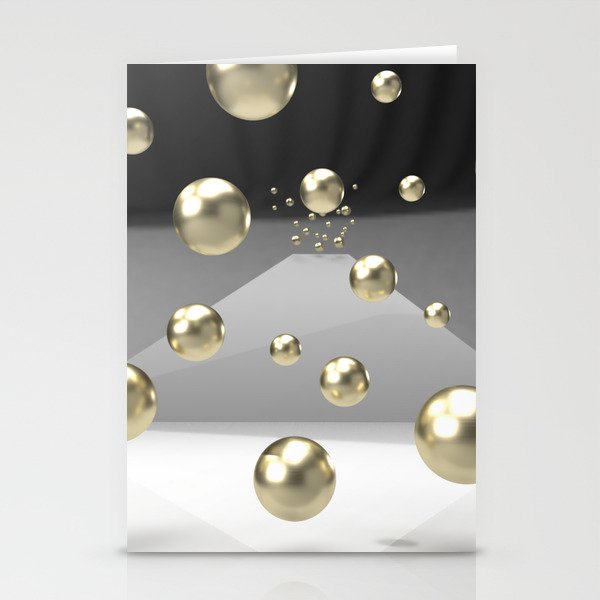 Abstract 3d balck and gold design Stationery Cards