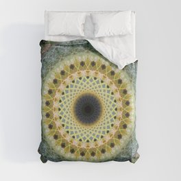 Golden, green and blue mandala Duvet Cover