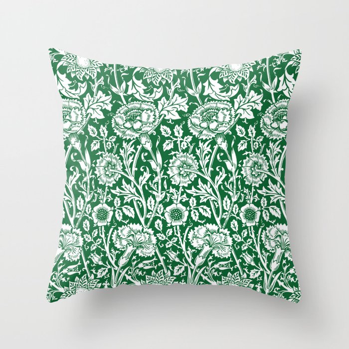 William Morris Floral Pattern Pink And Rose In Green And White