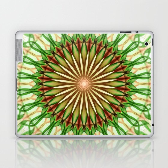 Warm green and red mandala Laptop & iPad Skin