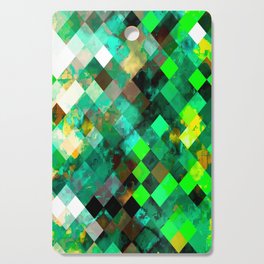 geometric pixel square pattern abstract background in green yellow Cutting Board