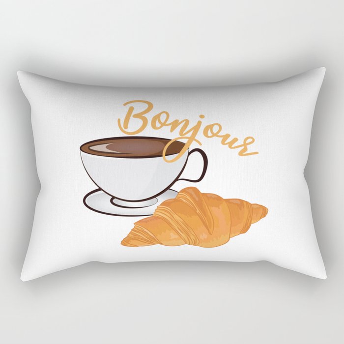 Croissant Coffee Bonjour - French Cafe Rectangular Pillow