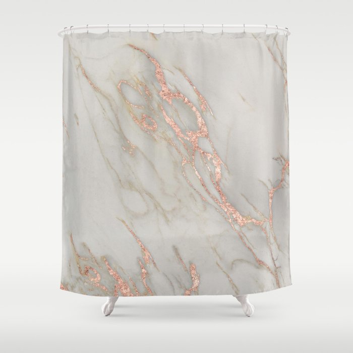 Marble Rose Gold Marble Metallic Blush Pink Shower Curtain by Nature Magick Society6