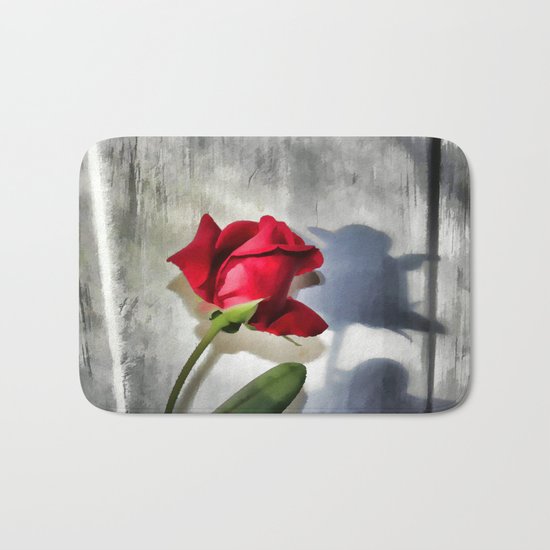 Red Rose Bud Shadow Bath Mat