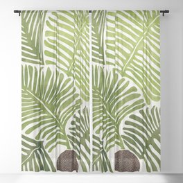 Summer Fern Simple Modern Watercolor Sheer Curtain