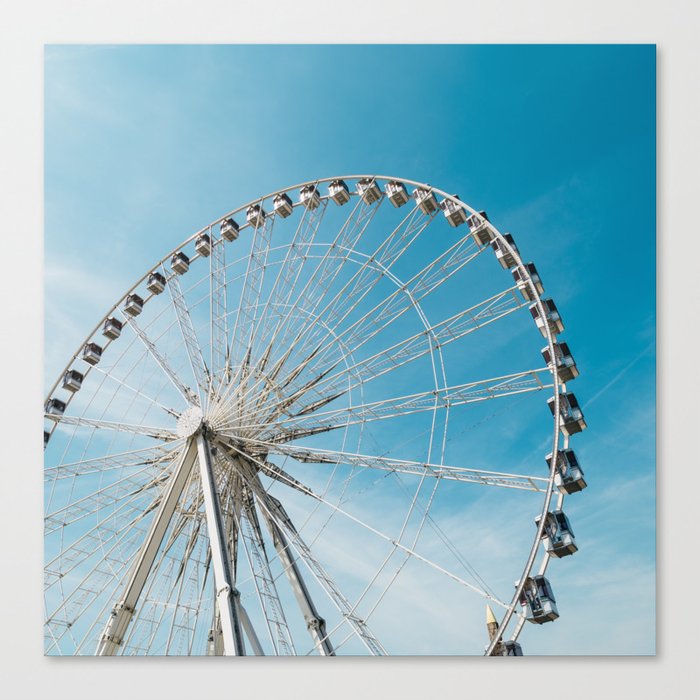 Great Britain Photography - London Eye Spinning Under The Blue Sky Canvas Print