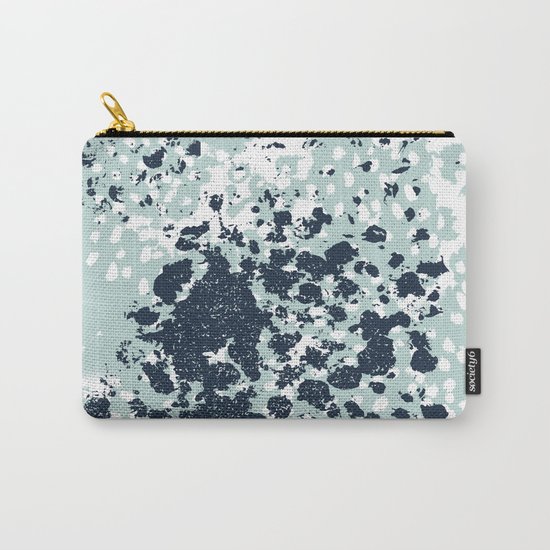 Textured mint and blue abstract painting dots pattern modern minimal art print Carry-All Pouch