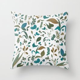 Green leaves pattern Throw Pillow