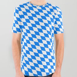 Bavarian Blue and White Diamond Flag Pattern All Over Graphic Tee