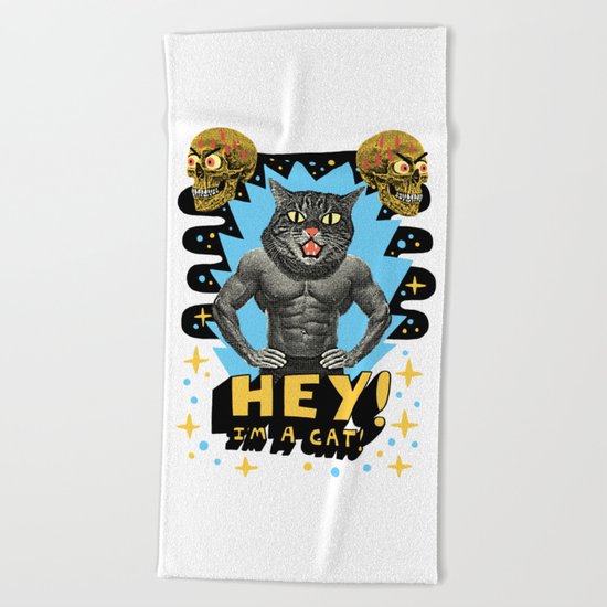 Hey! I'm a cat! Beach Towel