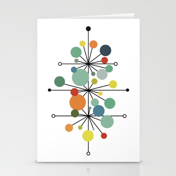Atomic Age Nuclear Abstract Motif — Mid Century Modern Pattern Stationery Cards