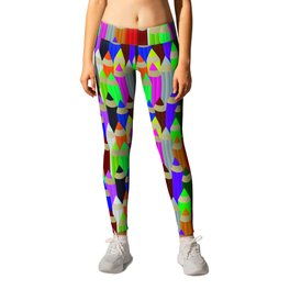  seamless pattern with colored pencils in rows Leggings