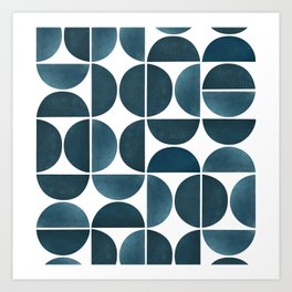 Teal Mid Century Modern Geometric Art Print