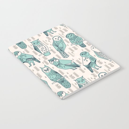 Parliament of Owls - Pale Turquoise by Andrea Lauren Notebook