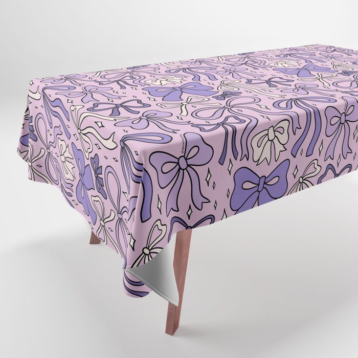 Purple Bow Print Tablecloth