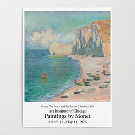 Étretat, The Beach and the Falaise d'Amont by Claude Monet Poster