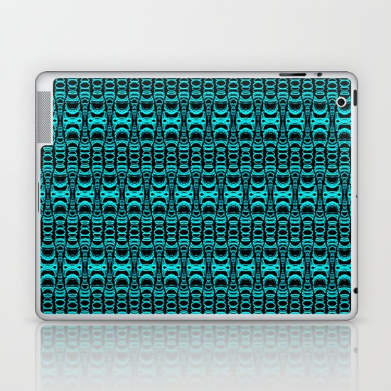 Abstract Pattern Dividers 07 in Turquoise Black Laptop & iPad Skin