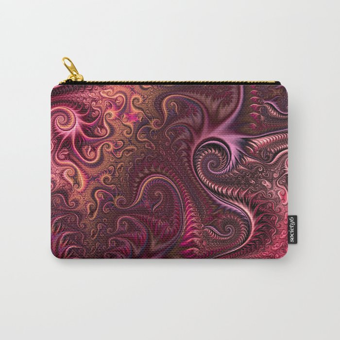 Abstract Colorful Burgundy & Carmine Spiral Pattern Carry-All Pouch