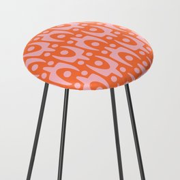 Mid Century Modern Abstract Pattern 749 Orange and Pink Counter Stool