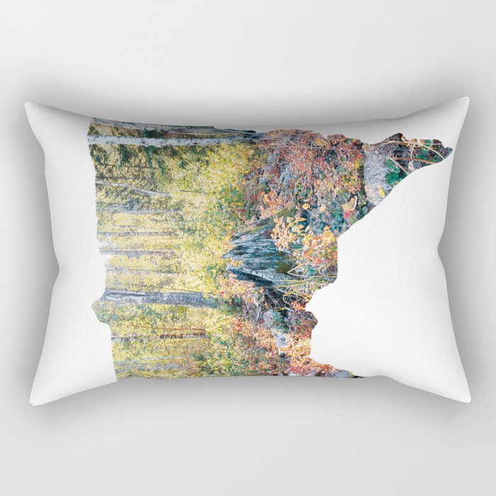 Minnesota Map and Colorful Autumn Forest Rectangular Pillow