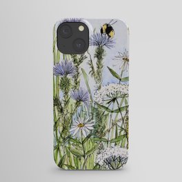 Thistles Daisies and Wildflowers Watercolor iPhone Case
