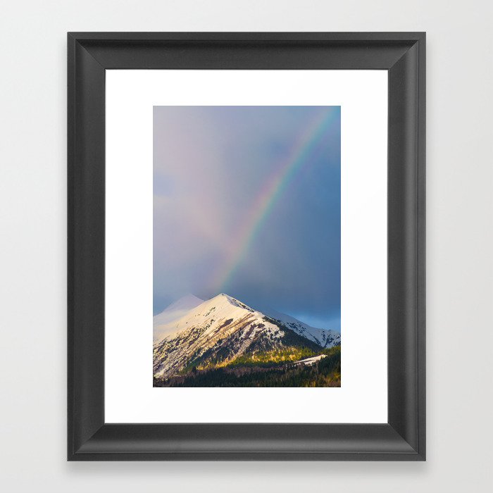 A rainbow over the Caucasus Mountains Framed Art Print | Landscape, Love, Nature, Photo