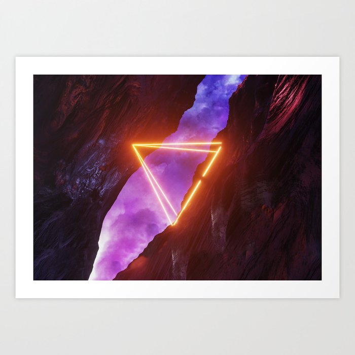 Neon landscape: Triangle Art Print