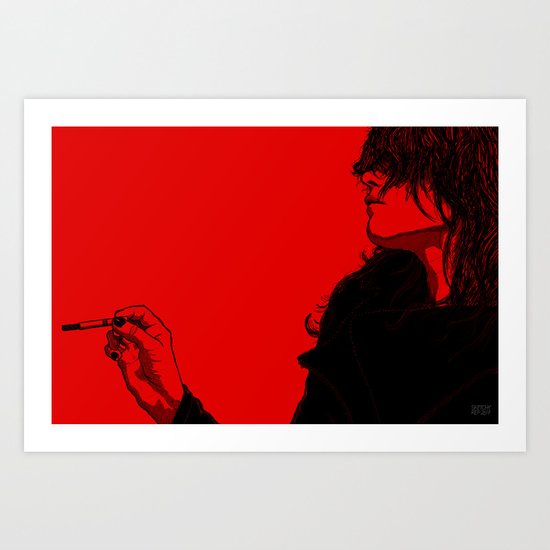 Smoking (Black on Red Variant) Art Print