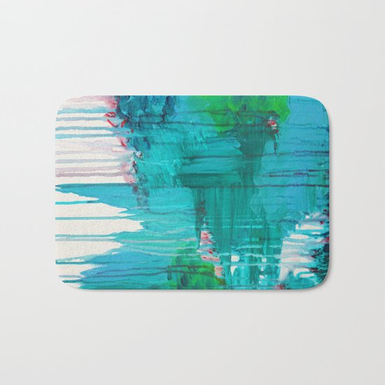 BLUE MONSOON - Stunning Rain Storm Dark Teal Clouds Navy Royal Blue Kelly Green Crimson Red Purple Bath Mat