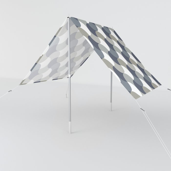 Retro Geometric Pattern 4 Blue, Grey, Beige and White Sun Shade