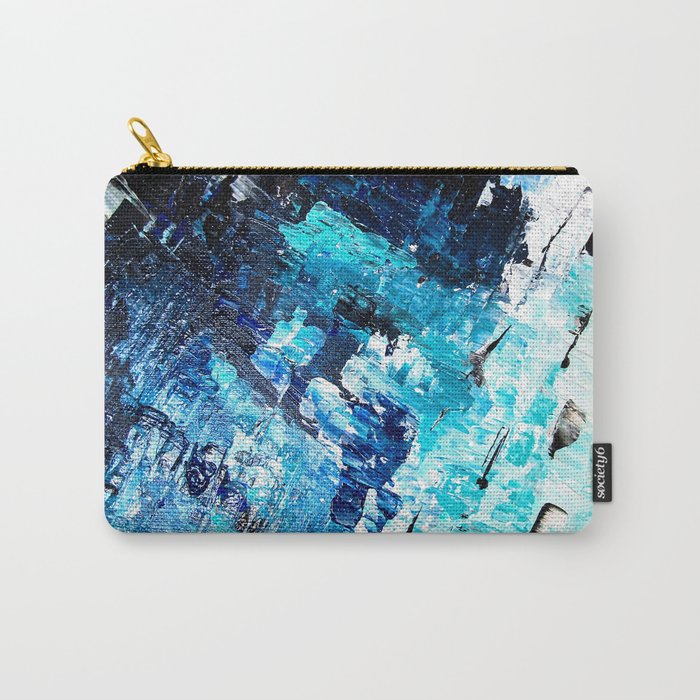 Under the sea | modern abstract hand painted blue turquoise acrylic painting Carry-All Pouch