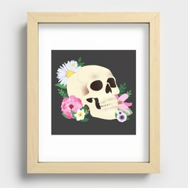 Skull with Flowers Recessed Framed Print