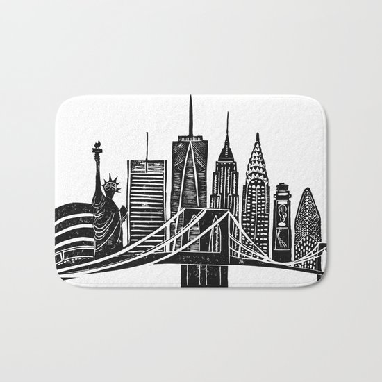 Linocut New York Bath Mat