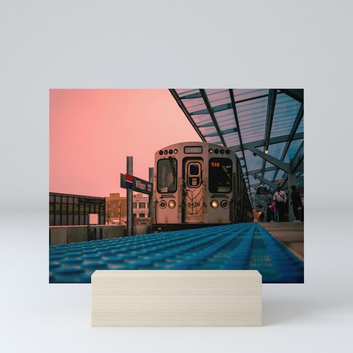 On Time Red Line El Train Chicago Train L Train Subway Platform Wilson Mini Art Print