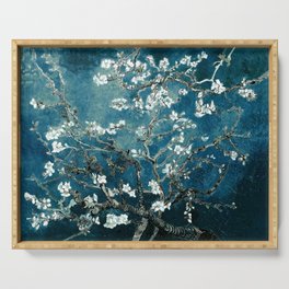 Van Gogh Almond Blossoms : Dark Teal Serving Tray