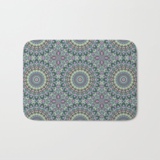 Gray green colorful ornament . Mandala . Kaleidoscope . Bath Mat