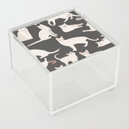 White Cats Pattern Acrylic Box