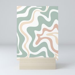 Liquid Swirl Abstract Pattern in Celadon Sage Mini Art Print