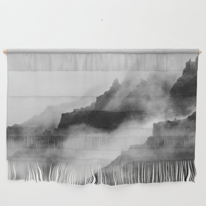 Foggy Mountains Black and White Wall Hanging