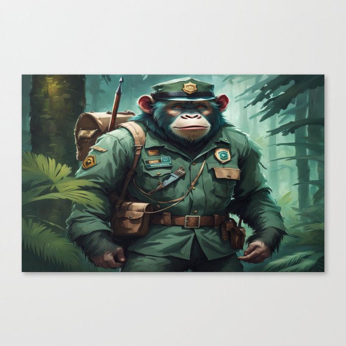 Ape dressed as a Forest Ranger No.1 Canvas Print